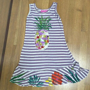 Girls purple Hawaiian pineapple design dress